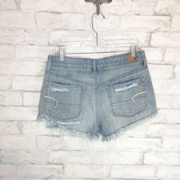 American Eagle Hi-Rise Shortie Distressed Denim Shorts - Picture 3 of 5